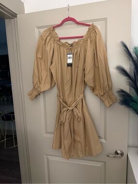 Ralph Lauren Camel Off-the-Shoulder Puff Sleeve Jumper NWT